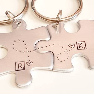 Puzzle Piece Keychains, Letter Tile Keychains,  Initial Keychains, Long Distance Friends, Friendship Gift, Going Away Gift, Gift for Her