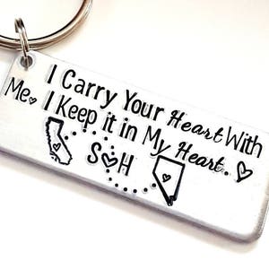 Long Distance Relationship, Anniversary Gift, Couples Keychain, Boyfriend Gift Personalized, Going Away Gift, Gift for Him, Christmas Gift