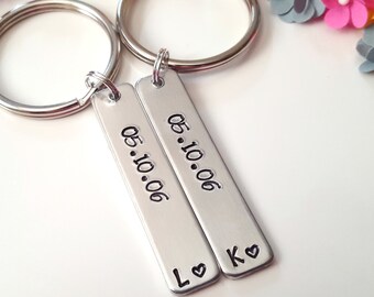 Boyfriend Girlfriend Keychains, 1 year anniversary gift for him, Couple Keychains, Long Distance Boyfriend Gift, Cute gift for Boyfriend