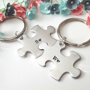 Personalized Couple Keychains: Initial Heart Puzzle Piece Gift