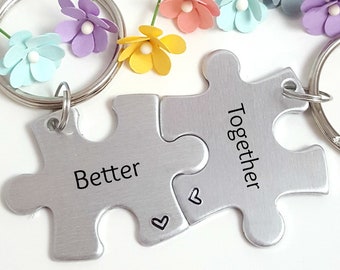 Better Together Keychain, Puzzle Piece Keychains, Couple Keychains, Christmas Gift for Boyfriend, Boyfriend Gift, Girlfriend Gift