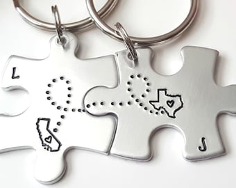 Long Distance Boyfriend Gift, Personalized Keychains, Coordinate Keychains, Location Keychains, Long Distance Relationship Gifts, Customized