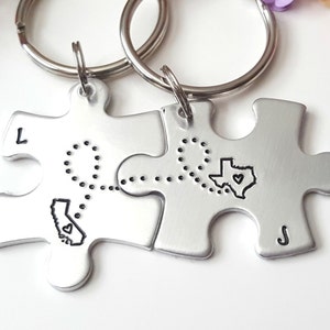 Long Distance Boyfriend Gift Personalized Keychains image 1