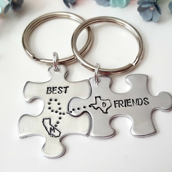 Gift for Best Friends, Long Distance Friends, Best Friends Birthday Gift, Different State Friendship, Going Away to College, State Keychain