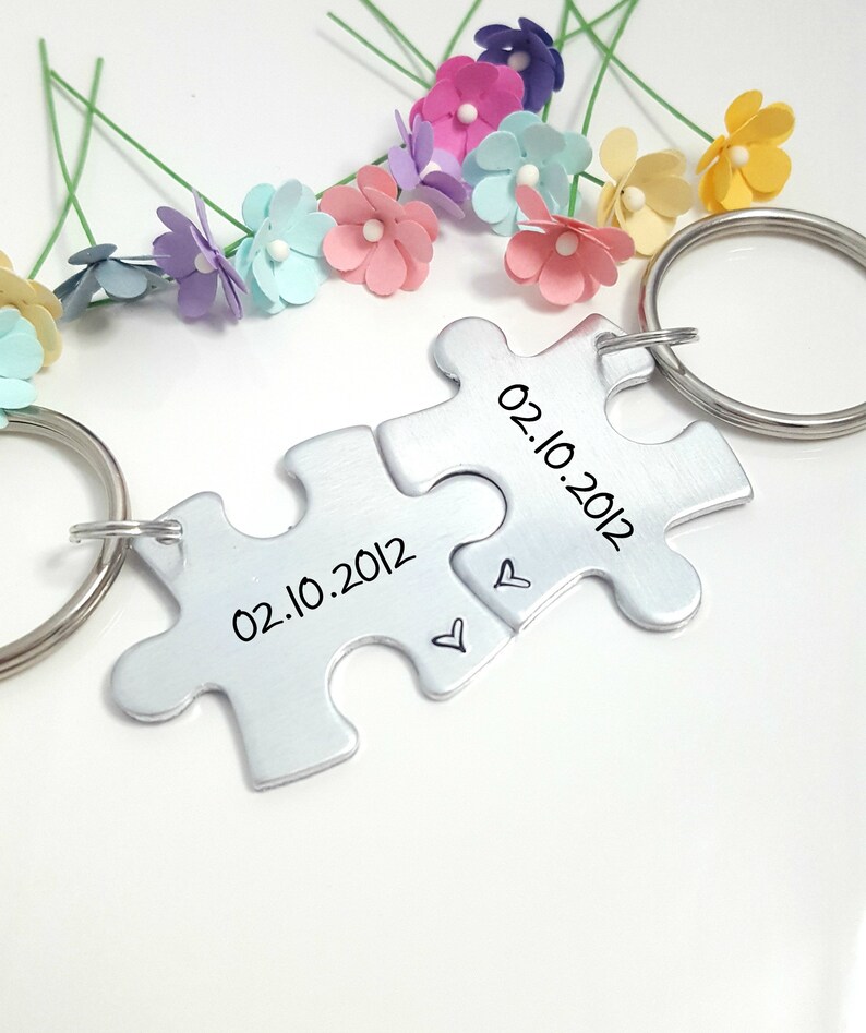 Christmas Gift for Boyfriend Anniversary Gift Couple Keychains Customized Keychains Choose Date Keychains with Date Personalized Gift