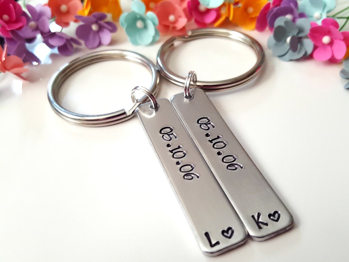 Boyfriend Girlfriend Keychains 1 year anniversary gift for Etsy