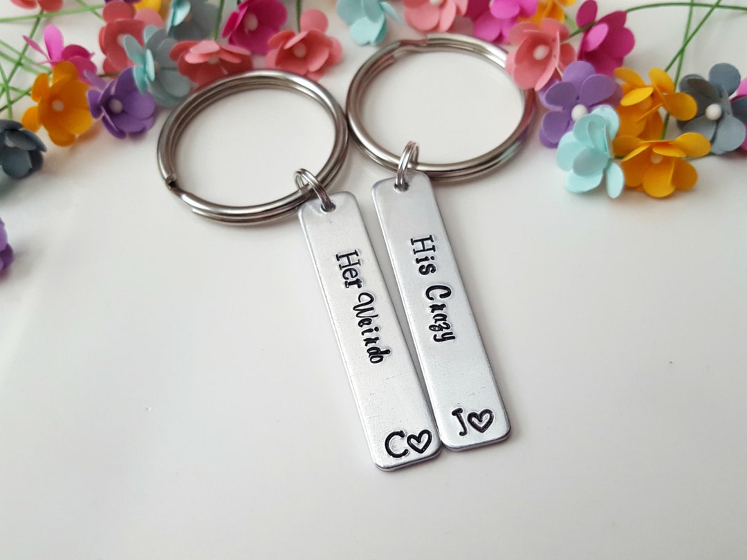 His Crazy Her Weirdo Portachiavi Coppia - Regalo Per Fidanzati