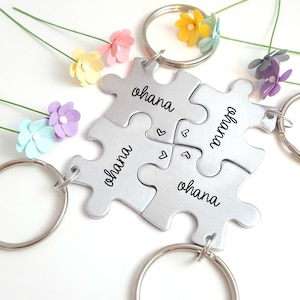 Personalized Ohana Keychain: Aluminum Puzzle Piece, Family Gift