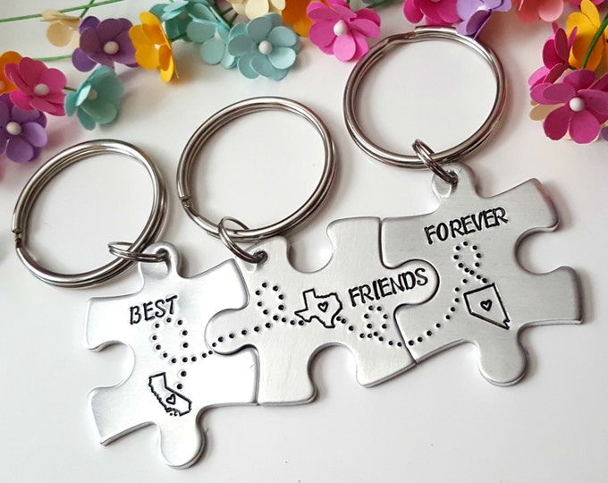 Personalized Keychains, Friendship Keychains, Family Keychains, Bridesmaids Gift, Best Friends Gift, Connecting Keychains, Gifts for Friends