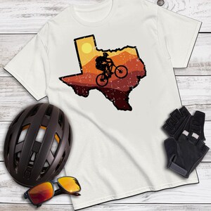 Mountainbike, MTB, T-shirt, Texas Map, hoogwaardige polyester T-shirts, cadeau