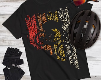 Mountain Bike MTB "Downhill Tracks" T-shirt in Vintage Colors Biking Tee Gift Tshirt
