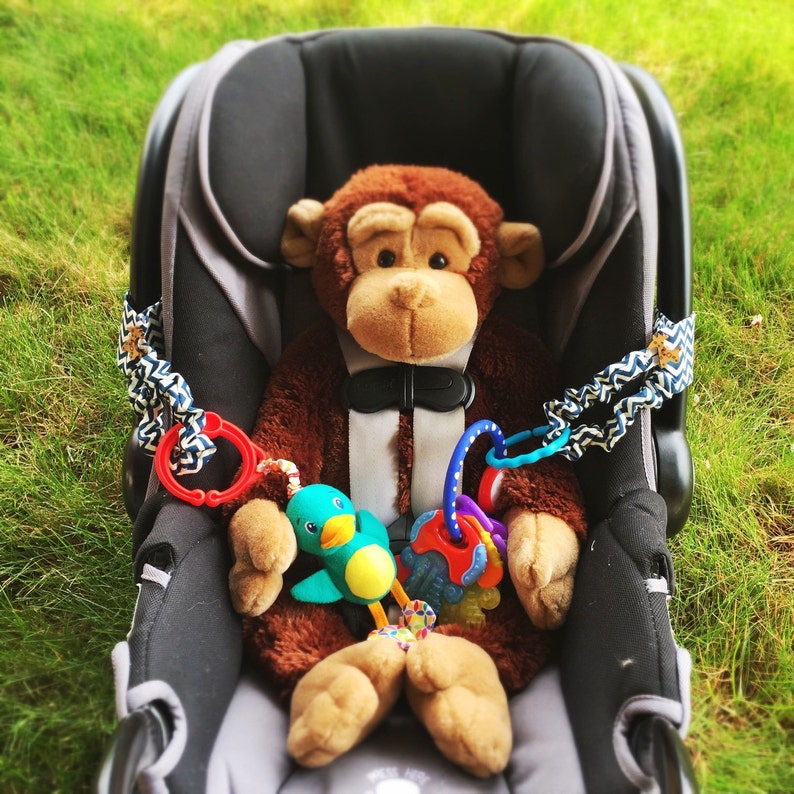 Car seat strap holders gray & white chevron unique baby Etsy