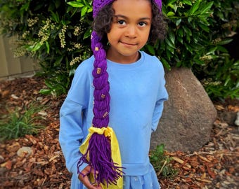 Rumi K-pop Demon Hunter crochet knit hat long braid child adult gold