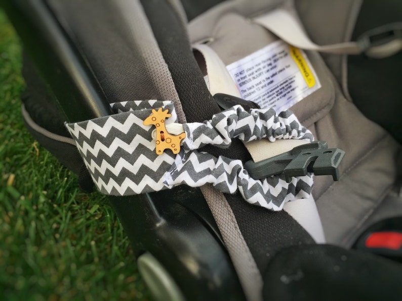 Car seat strap holders gray & white chevron unique baby Etsy
