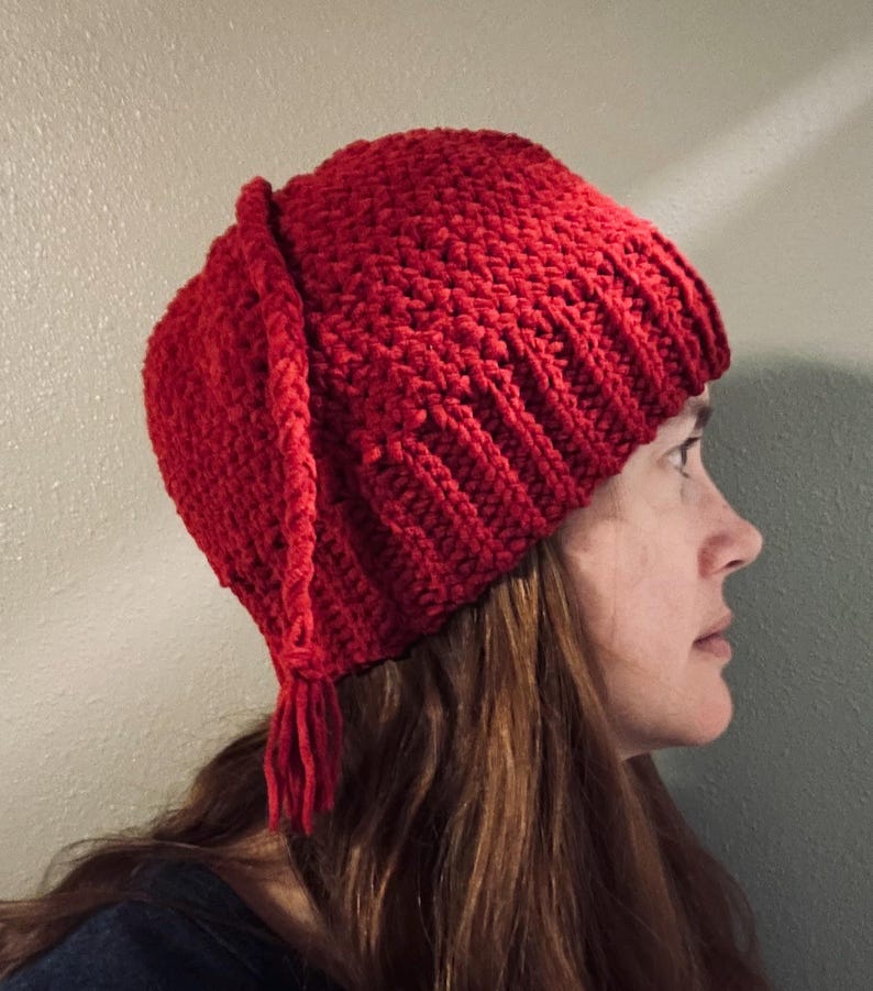 Red Handmade Melt the ICE cap - Norwegian Red Protest Hat - crochet image 2