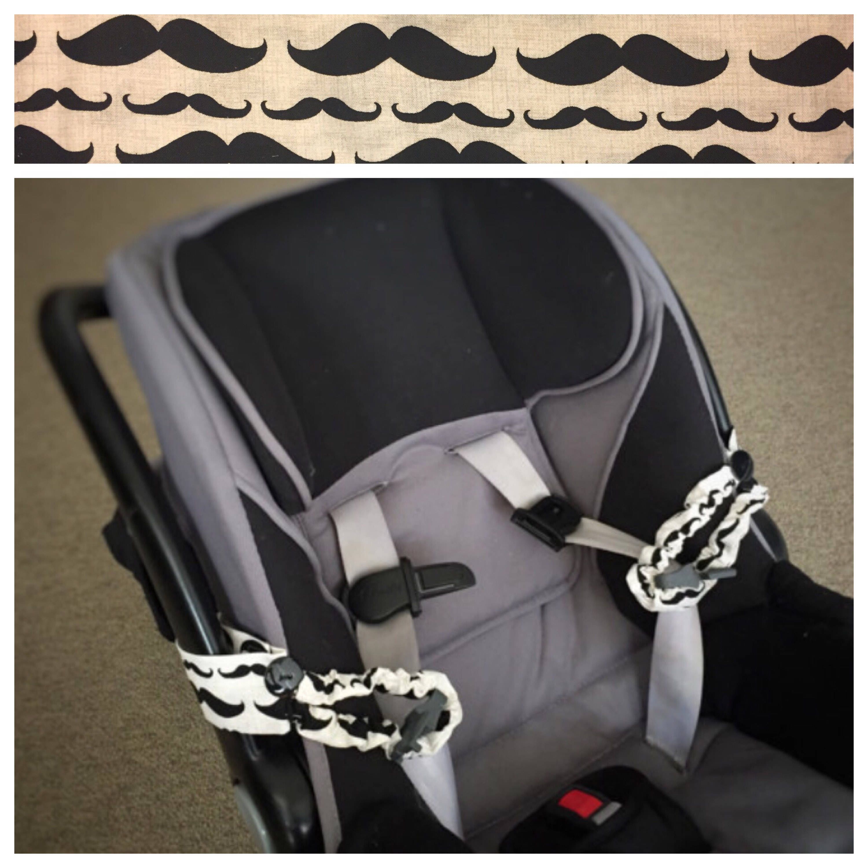 car seat strap holders mustache / moustache pattern Etsy
