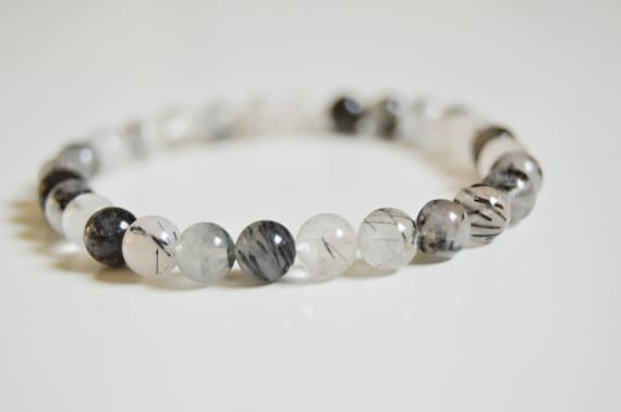 Tourmalinated Quartz Crystal Beaded Women-Mens-Child Bracelets-Protect ILL Intent-Healing-Balances Chakras-Protection-Shield-Divine Energy