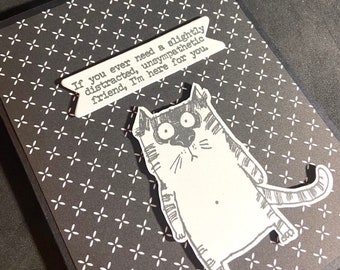 Snarky Cat Card,  Cat Lovers card,  Someone Cares about you, Distracted Cat, Tim Holtz Cats, All Occassion Cards