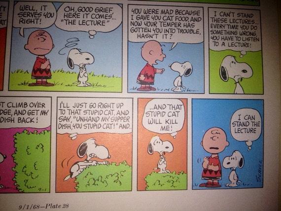 Snoopy Eats Cat Food Missing Bowl Charlie Brown Peanuts Gang Comic Strip Cartoon Matte Of Frame 8x10 Collectible Art - 