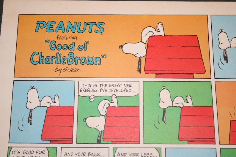 Snoopy's New Exercise Charlie Brown Comic The Peanuts | Etsy