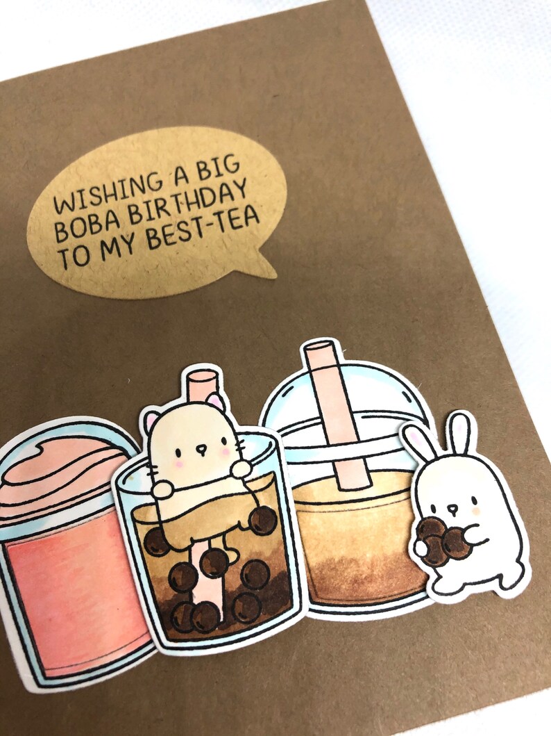 Boba Tea Birthday Card Funny For Best Tea Punny Card for Etsy