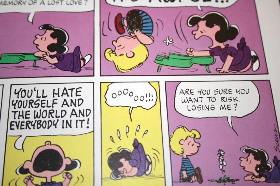 Lucy and Schroeder Lost Love Peanuts Comic Strip Retro Etsy