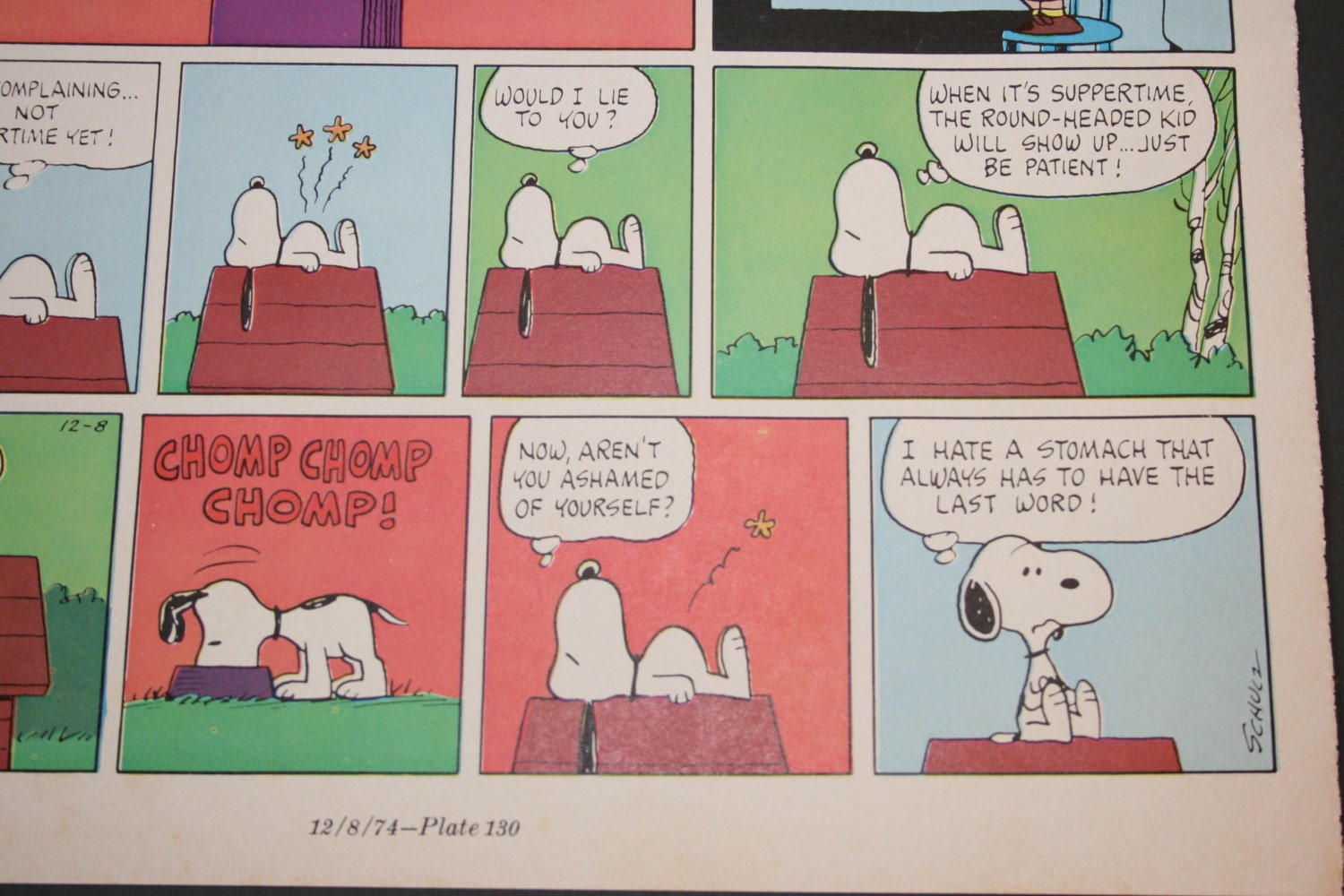 Snoopy Growling Stomach Charlie Brown Comic The Peanuts Etsy