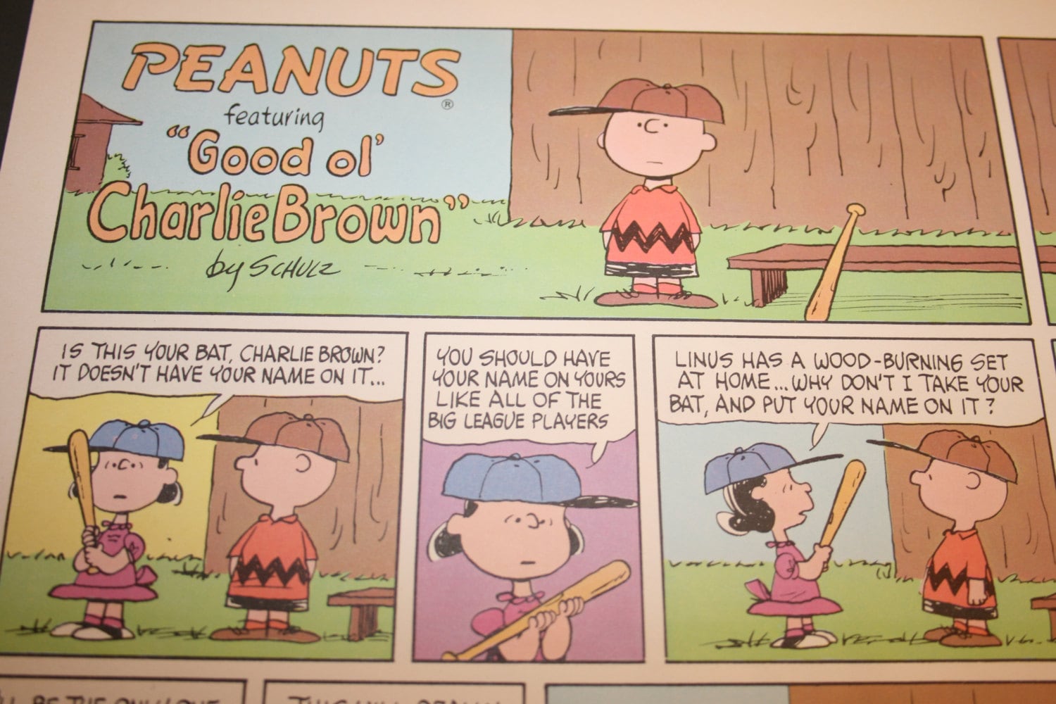 Charlie Brown Baseball Peanuts Comic Strip Retro Cartoon of Etsy