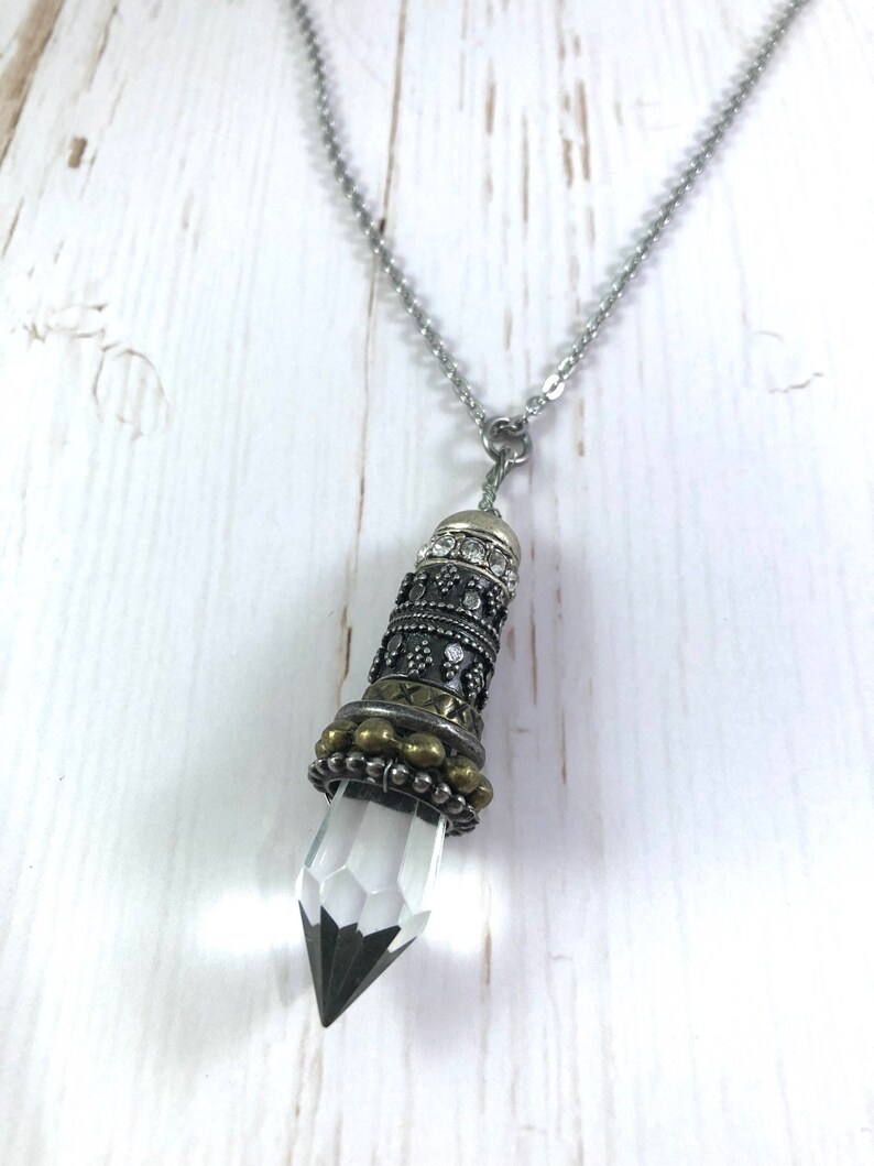 Long Crystal Necklace Boho Necklace Boho Chic Jewelry Crystal Necklace Long Layering Necklace Crystal Point Necklace Crystal Pendant