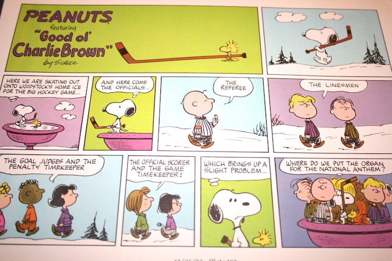 Snoopy Comic Strip Ice Hockey