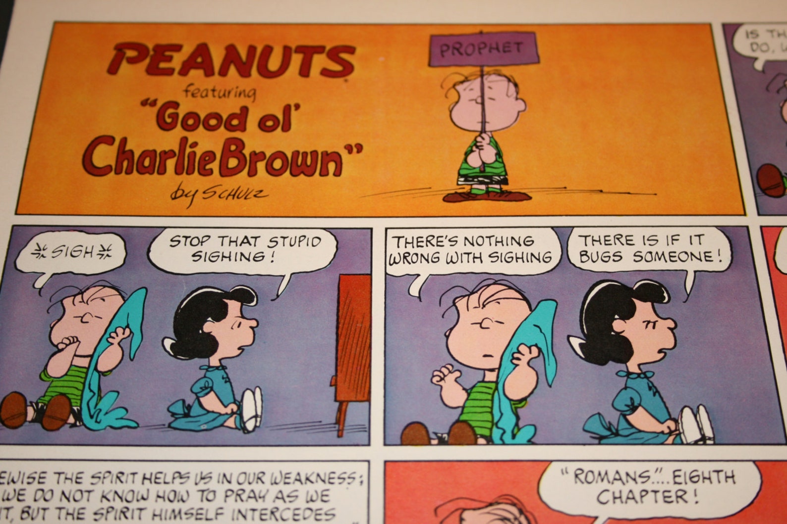 Linus Blanket Lucy The Prophet Charlie Brown Comics Sunday Etsy
