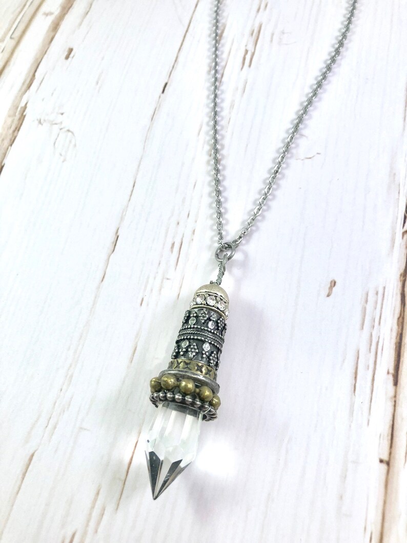 Long Crystal Necklace Boho Necklace Boho Chic Jewelry Crystal Necklace Long Layering Necklace Crystal Point Necklace Crystal Pendant