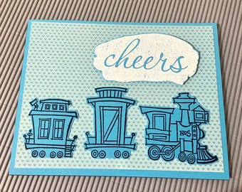For young boy, Choo Choo Train birthday card, Happy Birthday card, circus train, circus animals