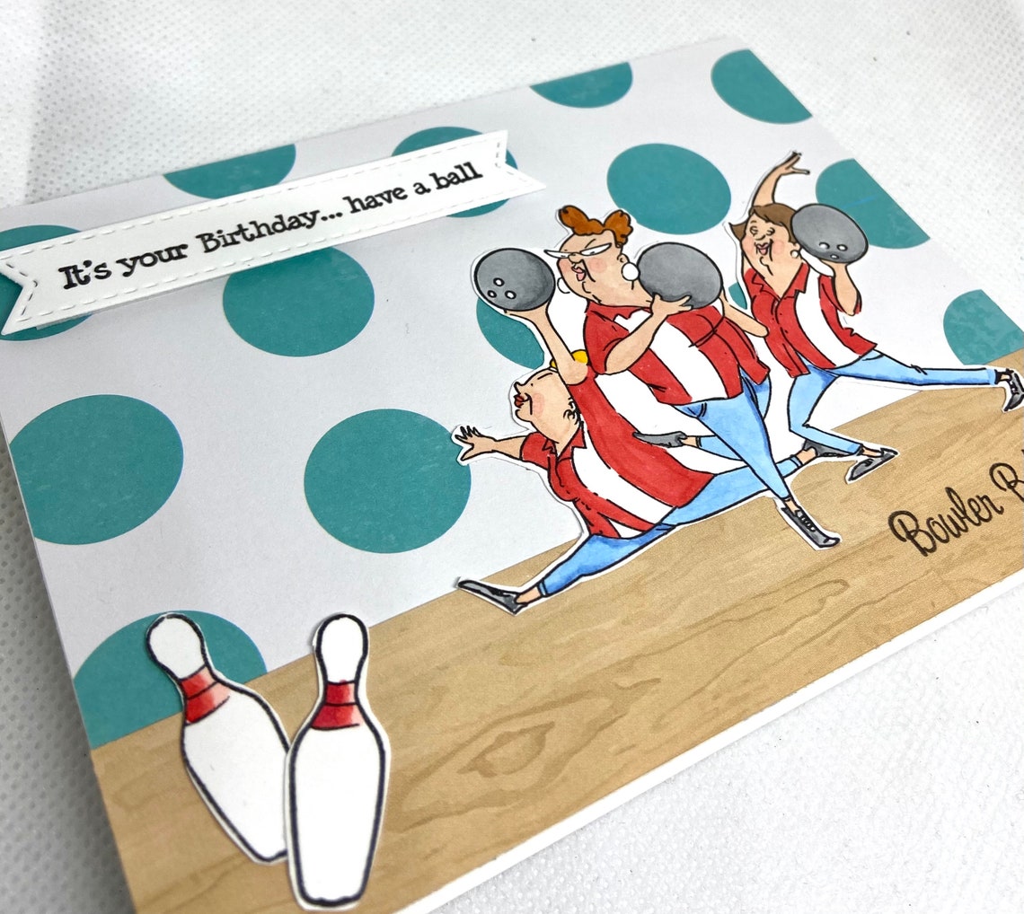 Bowling Birthday card bowling babes card Bowler birthday Etsy