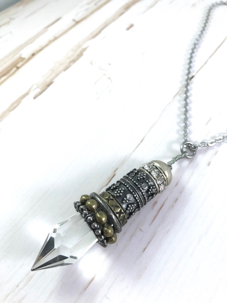 Long Crystal Necklace Boho Necklace Boho Chic Jewelry Crystal Necklace Long Layering Necklace Crystal Point Necklace Crystal Pendant