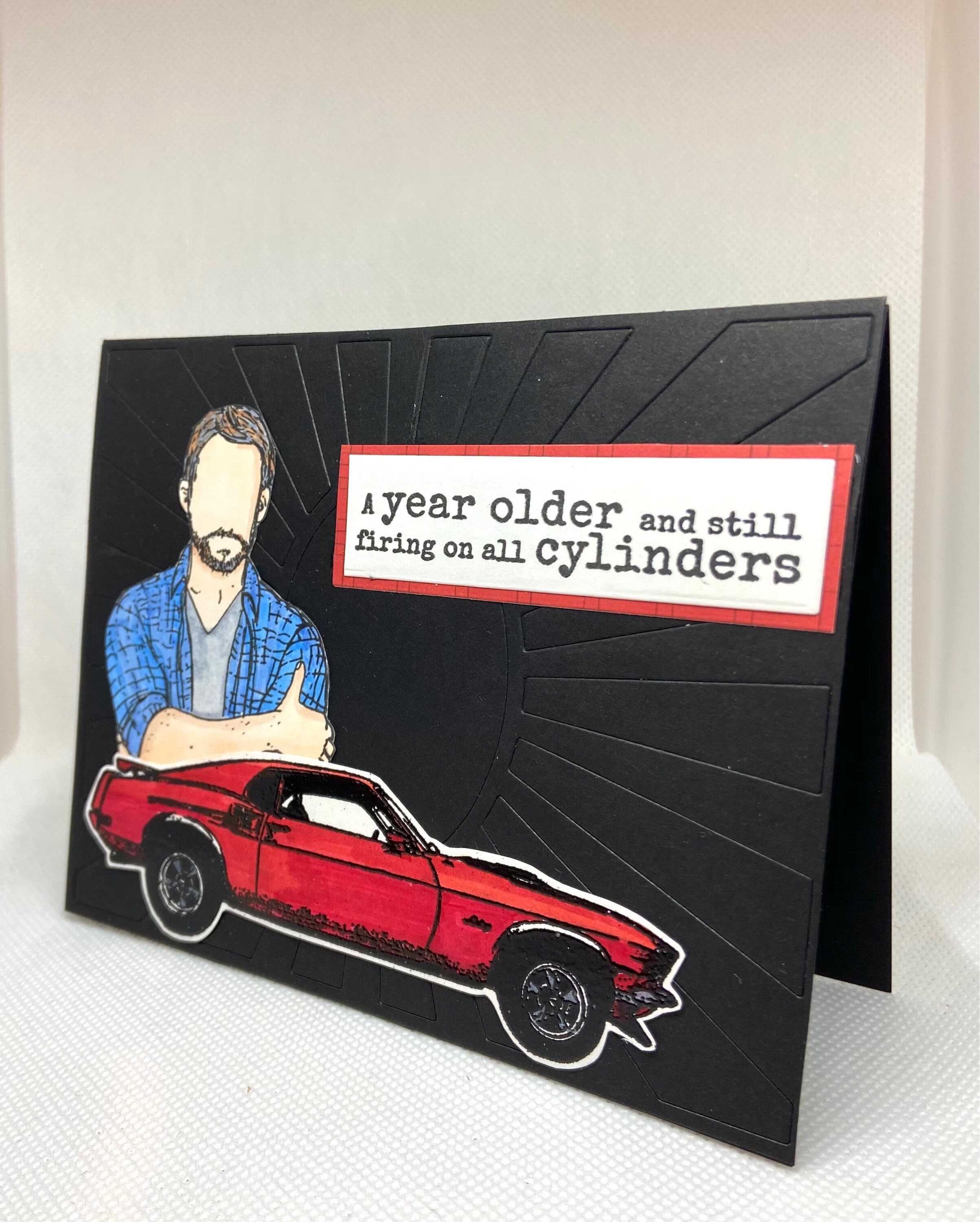 Classic Car and Guy Birthday Card...MUSTANG birthday card..for | Etsy