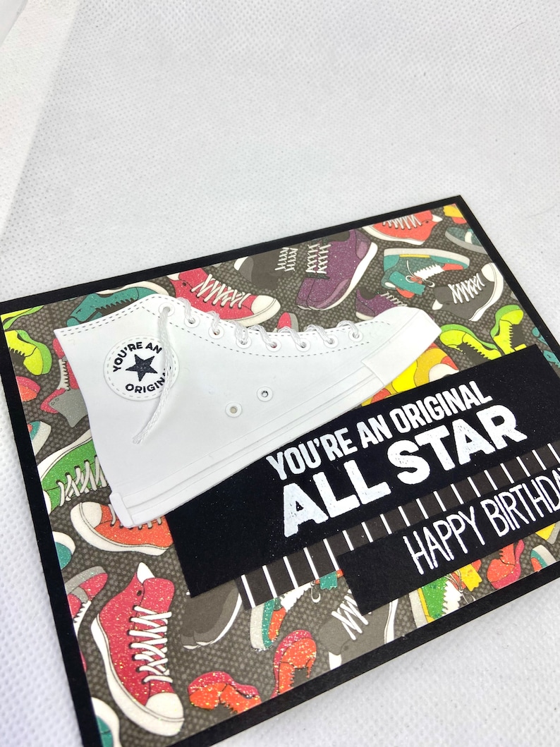 Happy Birthday Card Sneaker Card Converse Gumshoe Card Etsy