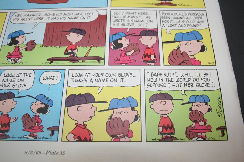 Lucy and Charlie Brown Baseball glove Famous baseball Etsy