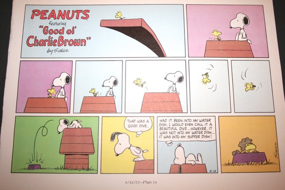 Snoopy And Woodstock Diving For Dog Food Charlie Brown Etsy