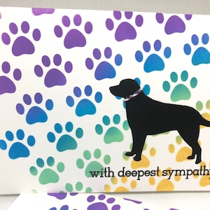 Pet sympathy card for dog  Dog condolence card Sympathy card loss of pet Dog greeting card Paw print embossed pet loss gift, rainbow