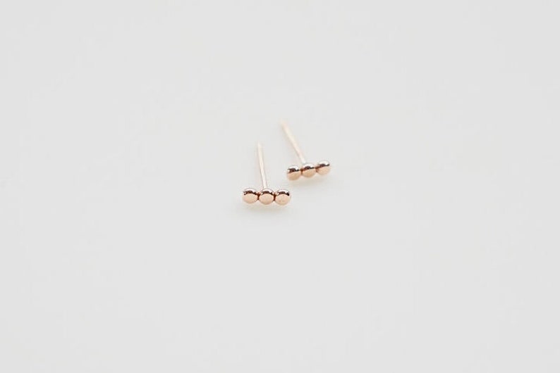 small dot bar earrings gold textured bar studs 14kt gold three dot bar earrings 14kt gold-filled small dot bar stud earrings