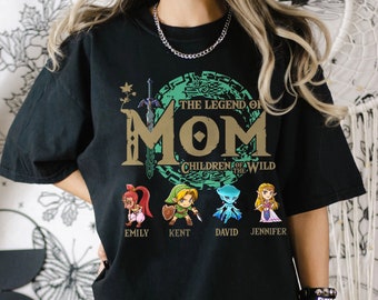 Chemise The Legend Of Mom personnalisée, Chemise Zelda Mom, Chemise Zelda personnalisée, Chemise Breath of the Wild, Larmes du royaume, Chemise Gamer