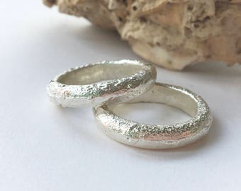 Chunky Sand Cast Ring Band | wedding | stacking ring | textured Ring | Nature