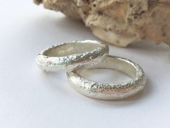 Chunky Sand Cast Ring Band wedding stacking ring textured Ring  Nature