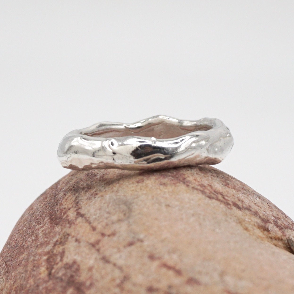 Chunky Molten Ring | Recycled Silver Irregular Stacking Wedding