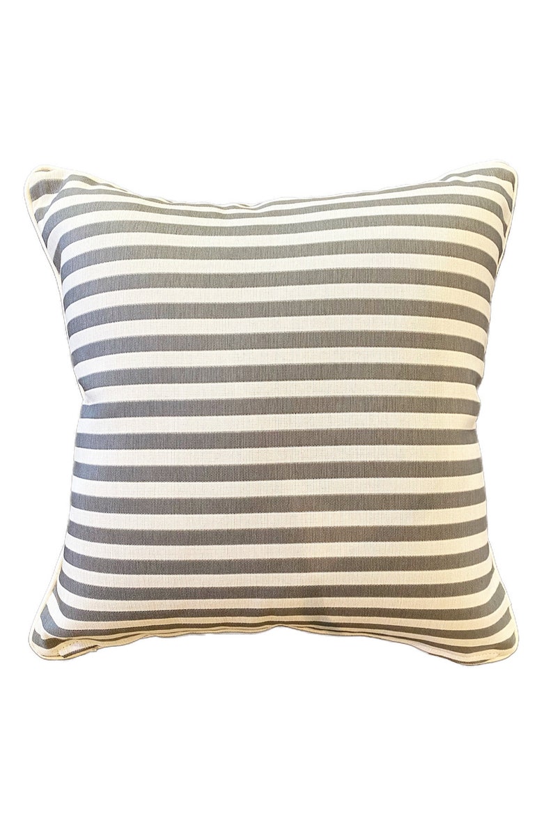Cushion Outdoor Celia Silver Grey Tropical Island Beach Coastal Botanical Palm Tree Piping