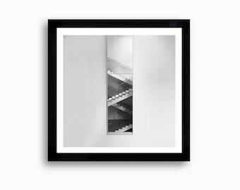 Black and White Staircase Photography Print, Minimalist Architecture Art | Digital Download