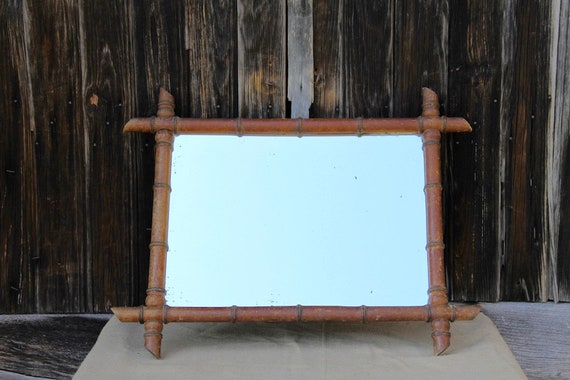 Antique French Faux Bamboo Mirror 1900s Antique French Faux Bamboo Mirror