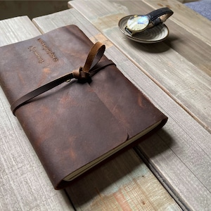 Personalized Leather Photo Album Memory Book Album For Baby Vintage Scrapbook Album, Travel Photo Album Wedding Guest Book Family 8x10