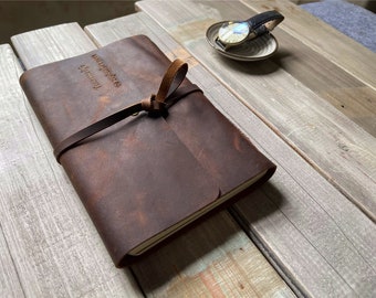 Personalized Leather Photo Album Book Scrapbook: Baby Travel Wedding Guest Family 8x10